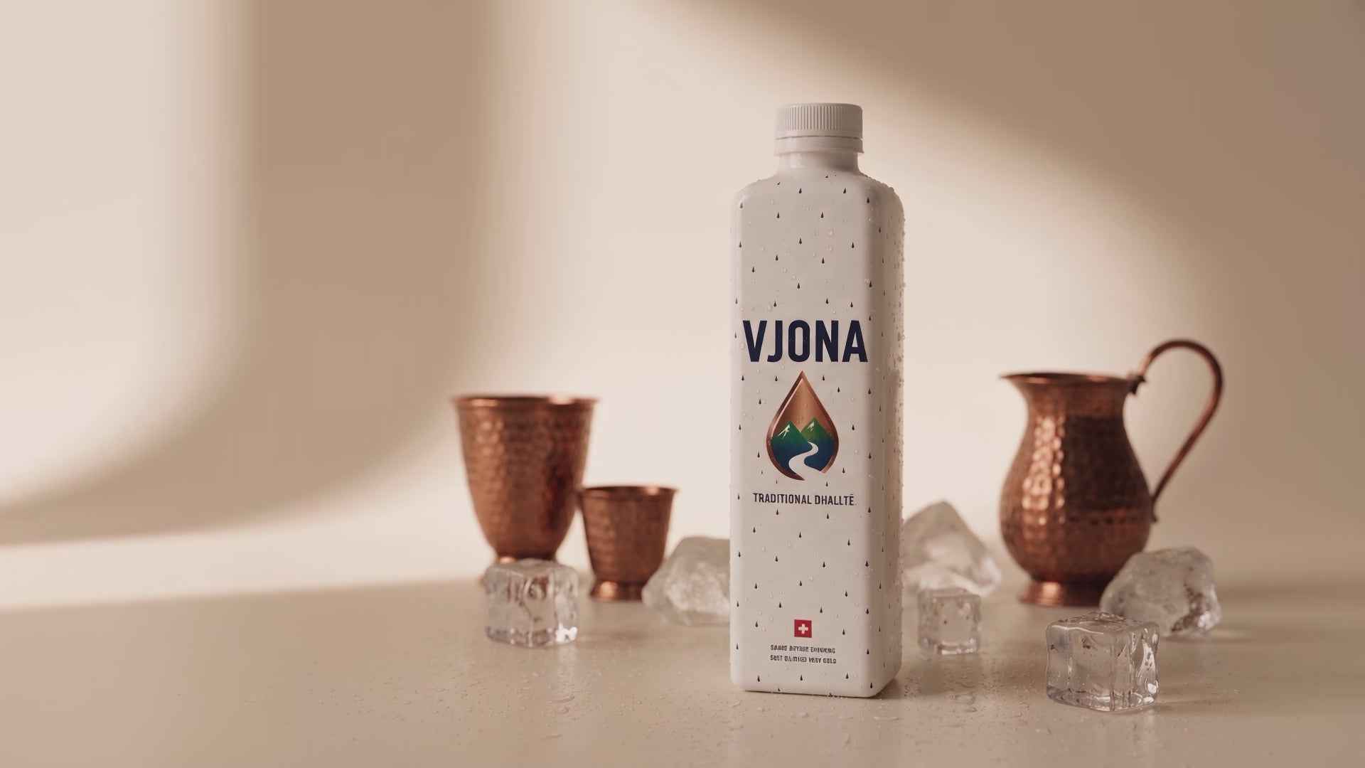 VJONA hero product motion desktop - bottle rotating in mid-air